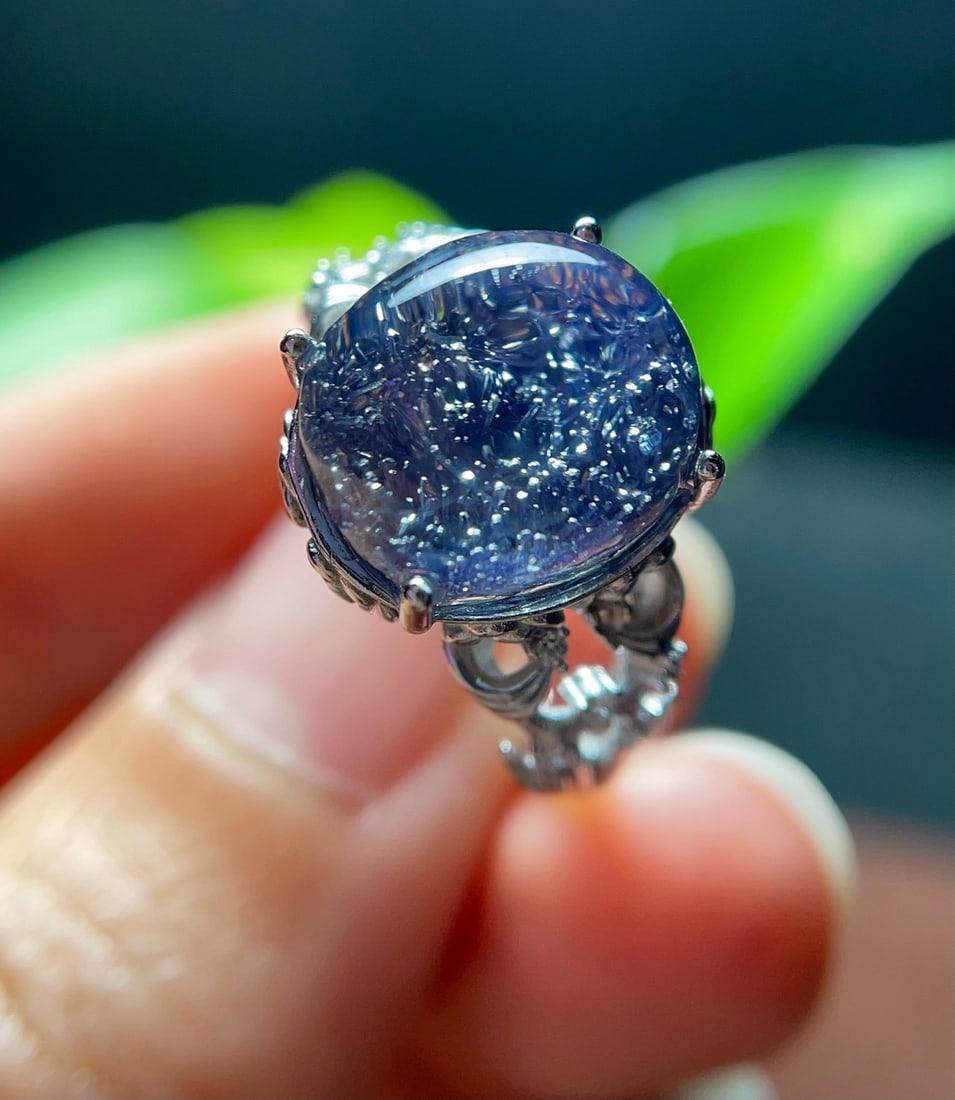 Natural Blue Rutilated Quartz Ring - 2