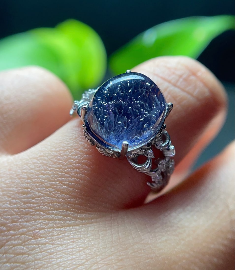 Natural Blue Rutilated Quartz Ring - 3