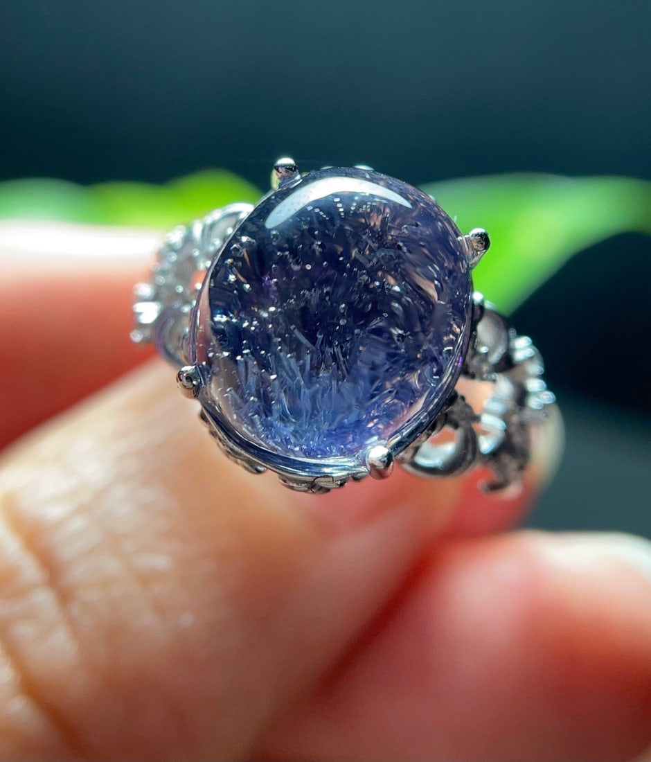 Natural Blue Rutilated Quartz Ring - 4