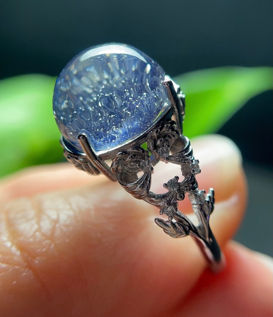 Natural Blue Rutilated Quartz Ring - 5