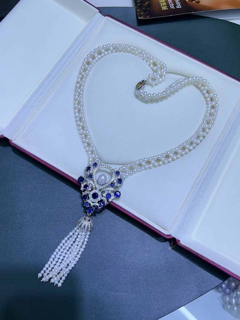 Natural White Pearl Necklace - 5