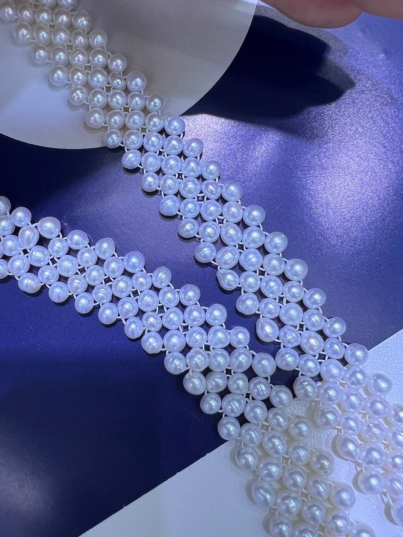 Natural White Pearl Necklace - 5