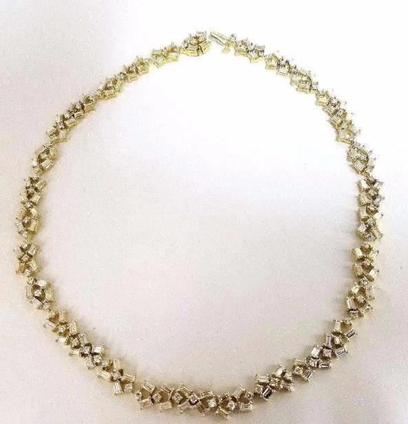 15.00 Carat Diamonds Baguette & Rounds Eternity Riviera Necklace 18kt Ref 12328 - 4