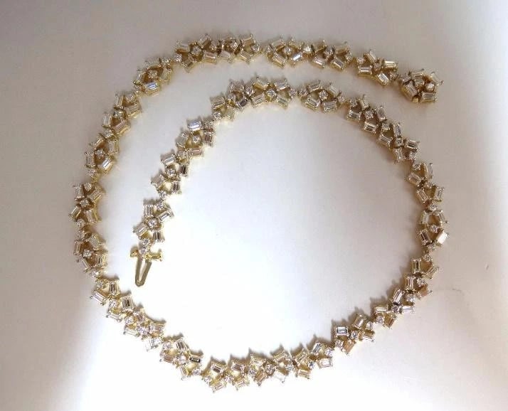 15.00 Carat Diamonds Baguette & Rounds Eternity Riviera Necklace 18kt Ref 12328 - 5