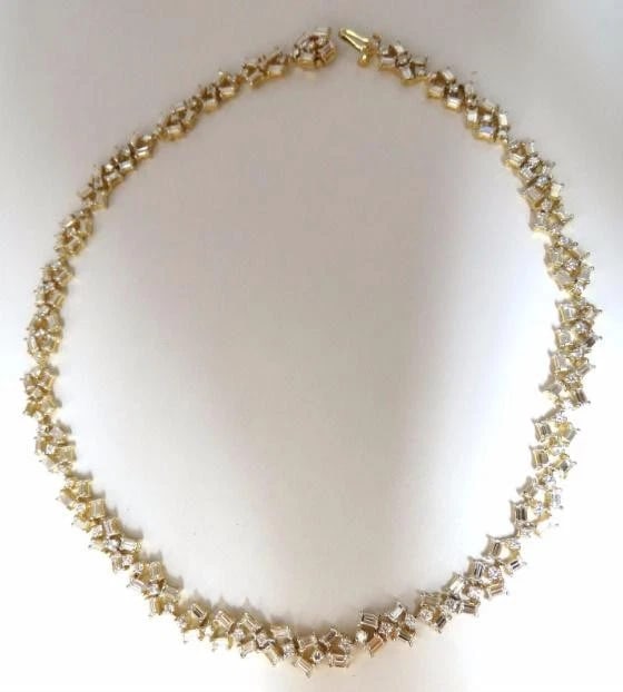 15.00 Carat Diamonds Baguette & Rounds Eternity Riviera Necklace 18kt Ref 12328 - 6