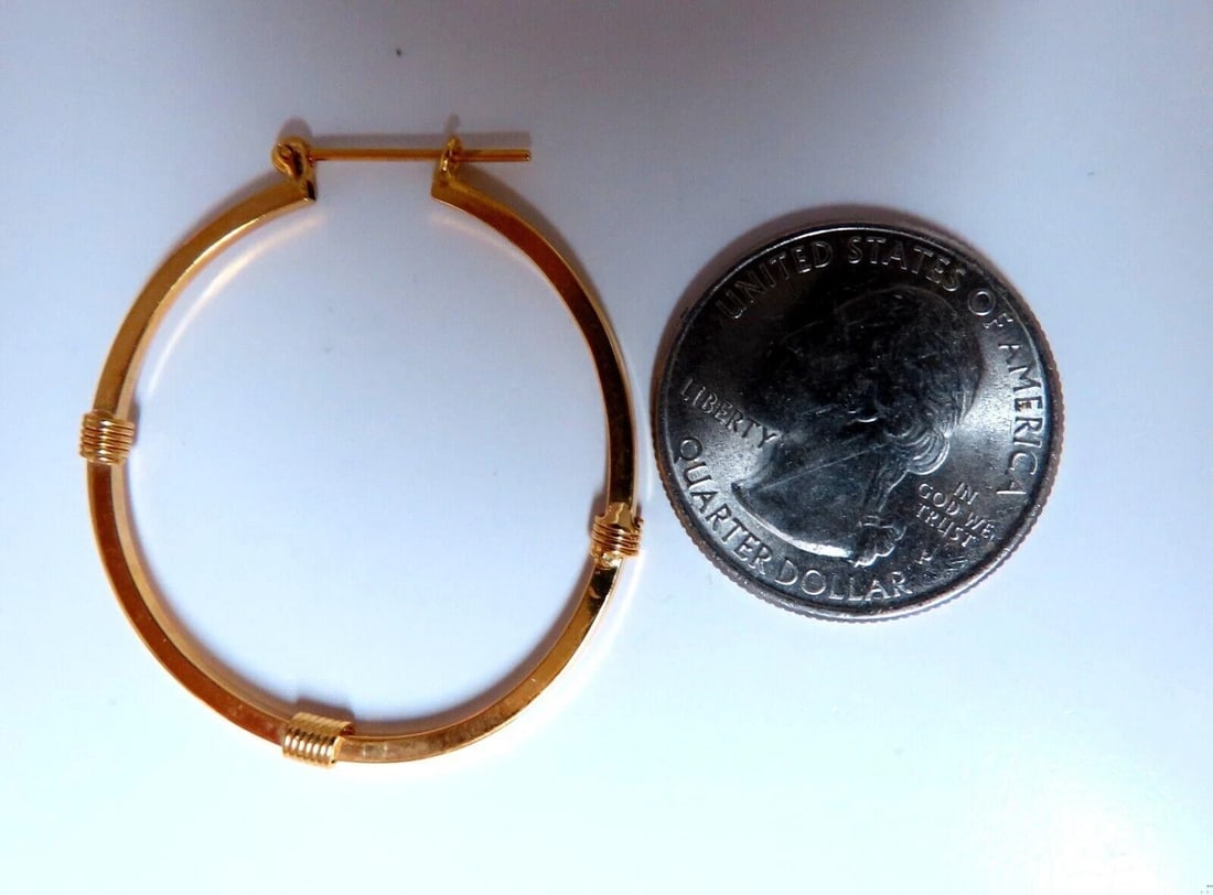 14Kt Gold Hoop Earrings Barbed Wrap 12082 - 4