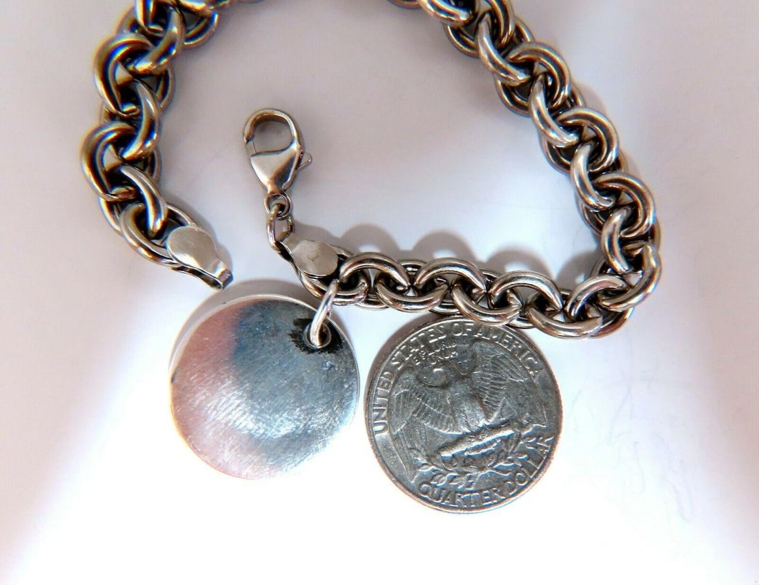 Sterling Silver Disc Toggle Charm Link Bracelet 11394 - 3