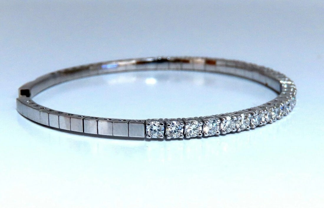 2.90ct Natural Round Diamonds Flexible Tennis Bangle Bracelet 14 Karat 11099 - 2
