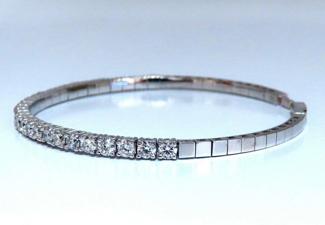 2.90ct Natural Round Diamonds Flexible Tennis Bangle Bracelet 14 Karat 11099 - 3