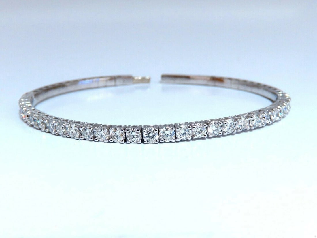 2.90ct Natural Round Diamonds Flexible Tennis Bangle Bracelet 14 Karat 11099 - 7