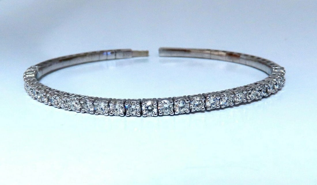 2.90ct Natural Round Diamonds Flexible Tennis Bangle Bracelet 14 Karat 11099 - 8