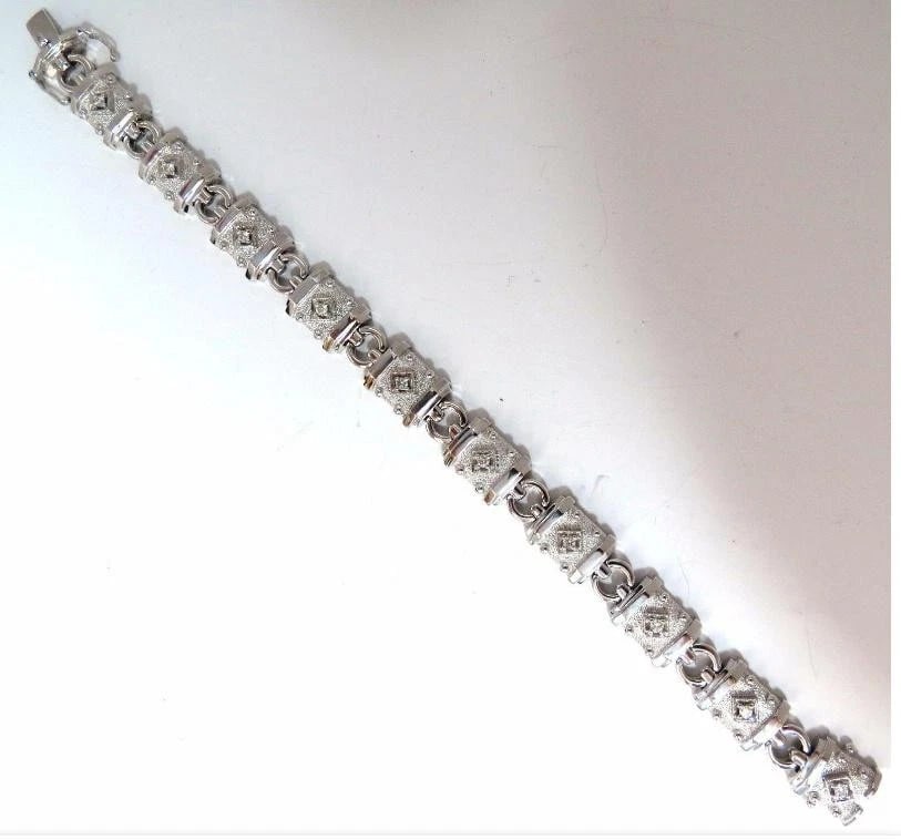 Deco Spanish Gothic Natural Diamond Tennis Bracelet .33 Carat 14kt 12576 - 6