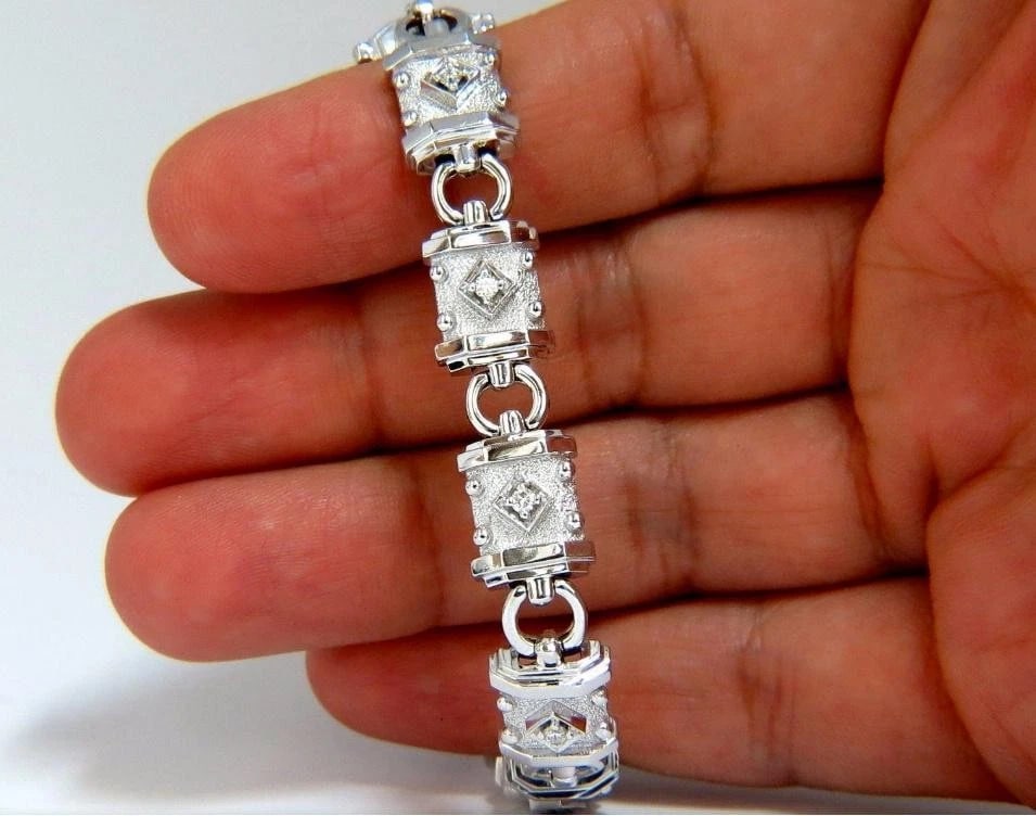 Deco Spanish Gothic Natural Diamond Tennis Bracelet .33 Carat 14kt 12576 - 7