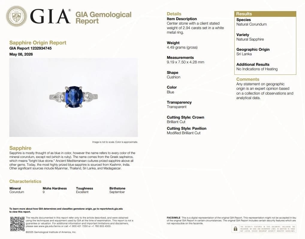 GIA Certified 2.94ct Natural No Heat Blue Sapphire Diamonds Ring 14kt #12347 - 6
