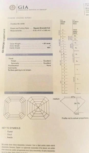 GIA Certified 1.20 Carat Natural Asscher Cut Diamond Ring 14kt 45541 - 2