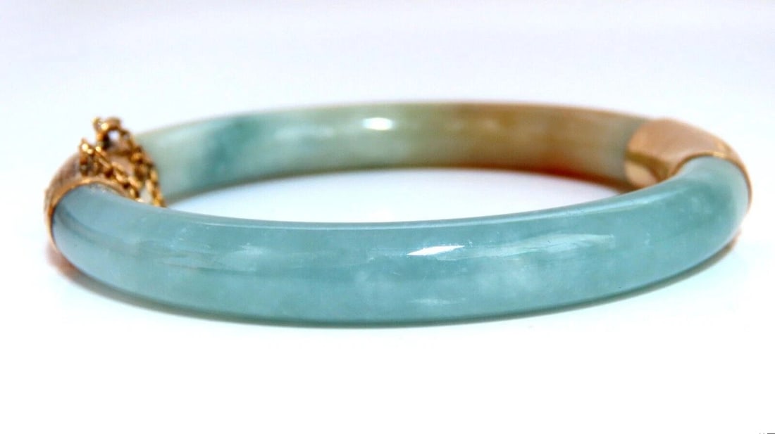 GIA Certified Natural Jade Bangle Bracelet 14kt 44541 - 2