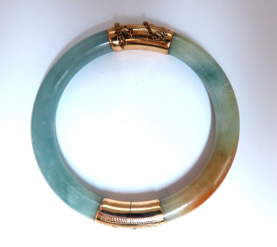 GIA Certified Natural Jade Bangle Bracelet 14kt 44541 - 7