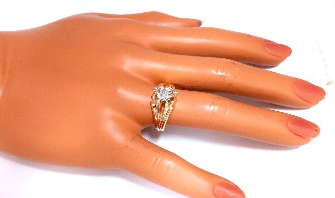 GIA Certified 1.02ct Natural Round Diamond solitaire mens ring 14kt 12025 - 3