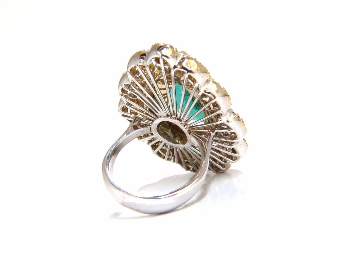GIA 12.77CT NATURAL EMERALD DIAMONDS RING 18KT VIVID GREEN 10345 - 3