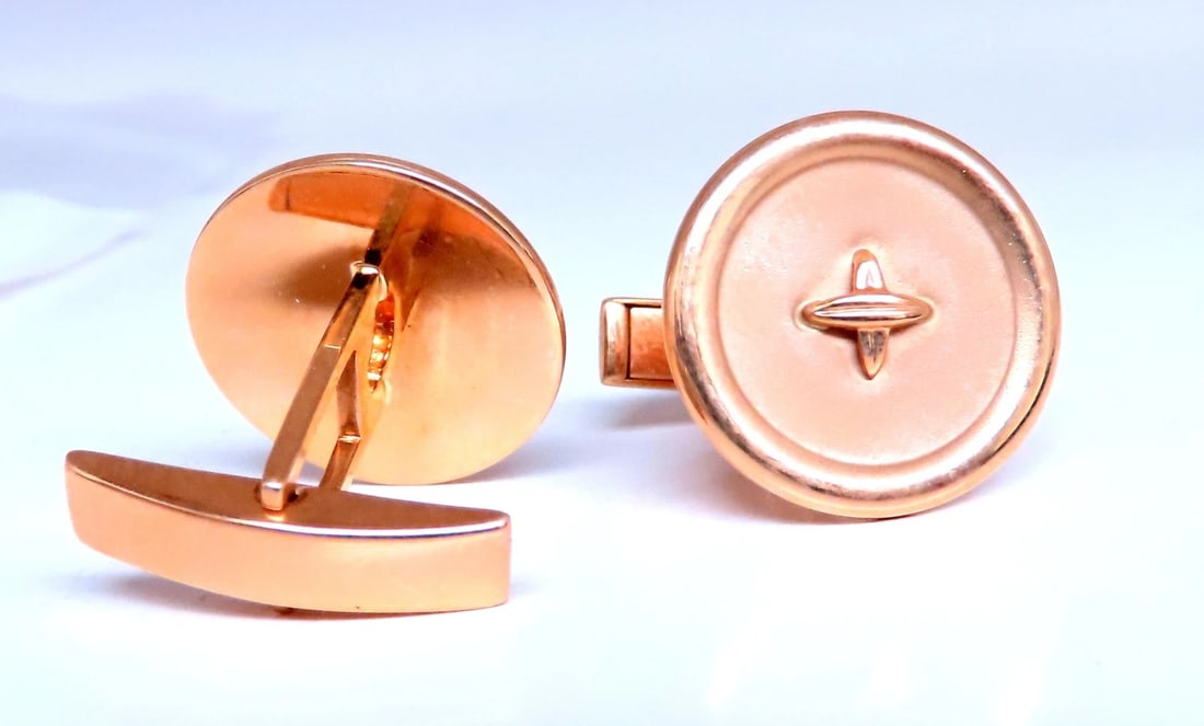 Solid Button Gold Cufflinks 14kt gold 12477 - 3