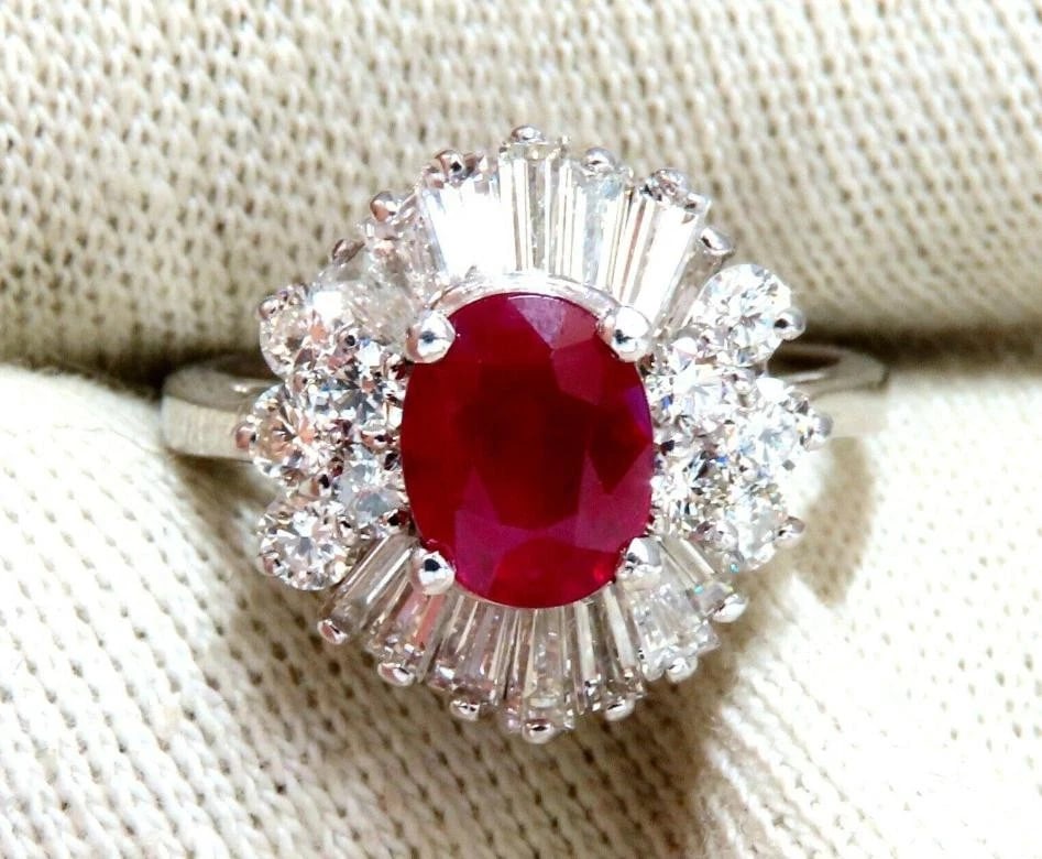 GIA Certified Burma Ruby 1.75ct Ballerina Cocktail Diamond ring 14kt 44145 - 5
