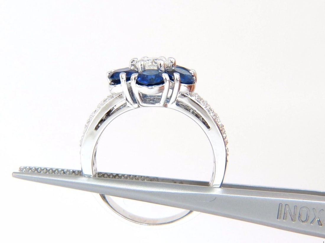 3.96ct natural sapphires diamond cluster ring 14kt royal blue floretta 10631 - 6