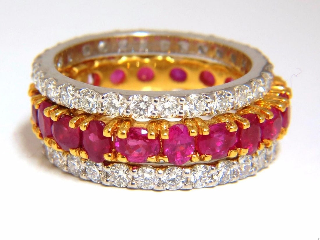 Stackable Ruby Diamonds eternity Ring 14kt Natural Stacking 7.42ct 10554 - 2