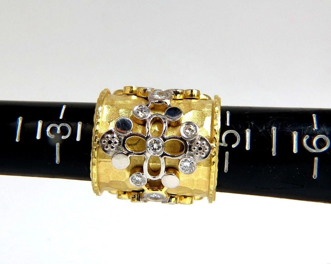 1.10CT 14KT NATURAL DIAMONDS SPANISH GOTH DECO REVIVAL HAMMERED BAND 10030 - 6
