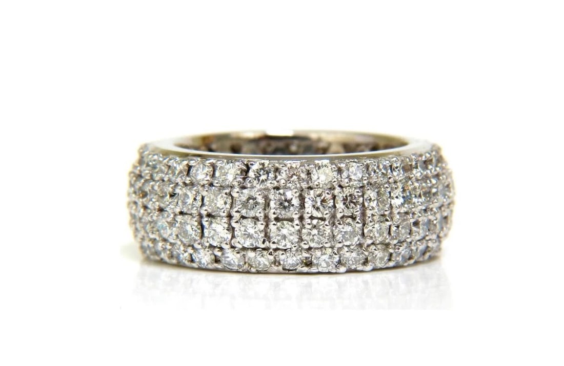 4.00ct Natural Full Cut Diamonds Eternity Wide Band Ring 14kt gold 6.25 49877 (1 of 8)