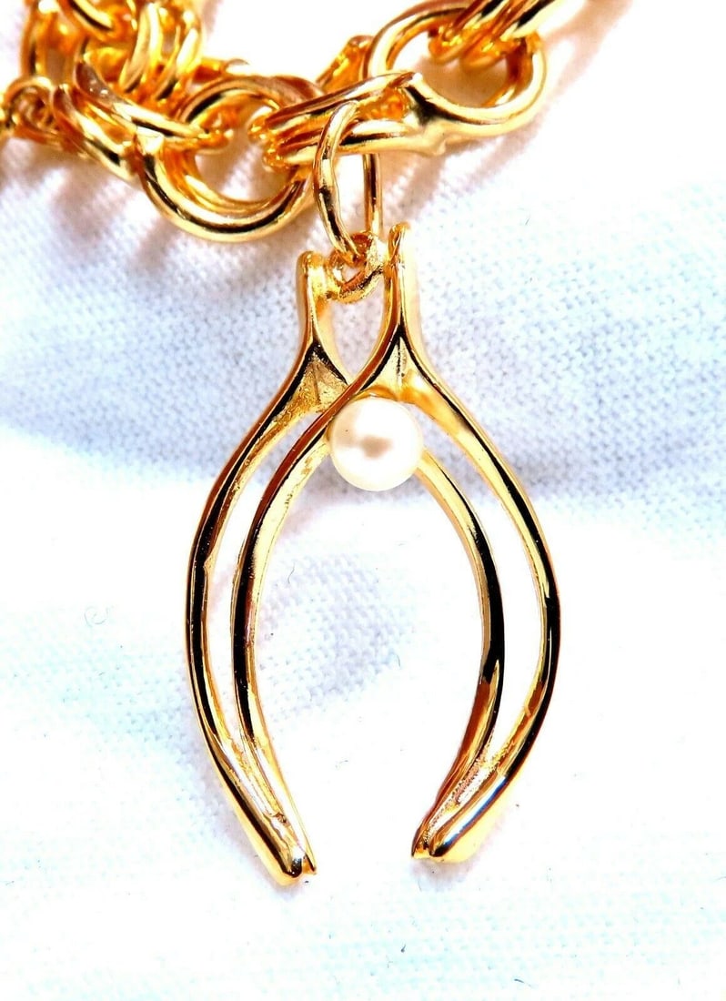 Eight Charms Link Bracelet 14kt gold 7 inch 43gm - 7
