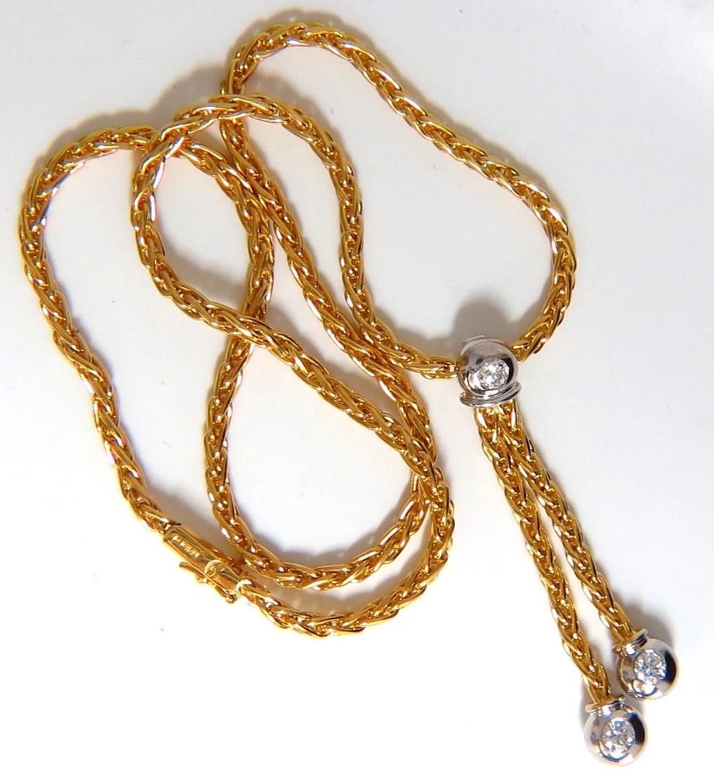 .75CT ROUND BRILLIANT DIAMONDS DANGLING BOLO TIE FORM NECKLACE 18KT G/VS 10216 - 6