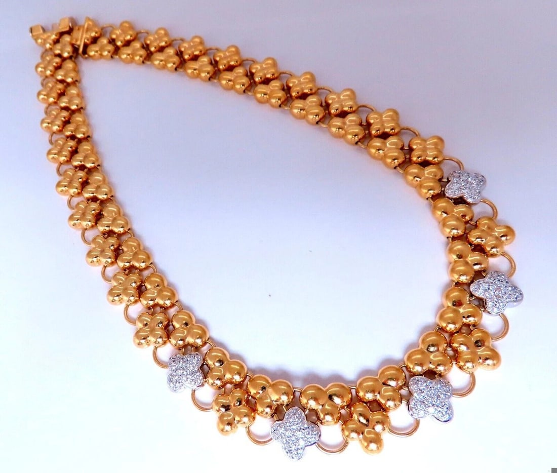 2ct Natural Diamonds Clover Link Necklace 18Kt Gold: Title: 2ct Natural Diamonds Clover Link Necklace 18Kt Gold $18,000.00 PRODUCT DESCRIPTION Clover Linked Diamond Necklace 2ct. Natural Round Shape Diamonds Vs-2 clarity, G-color 18kt. Yellow Gold Neckl