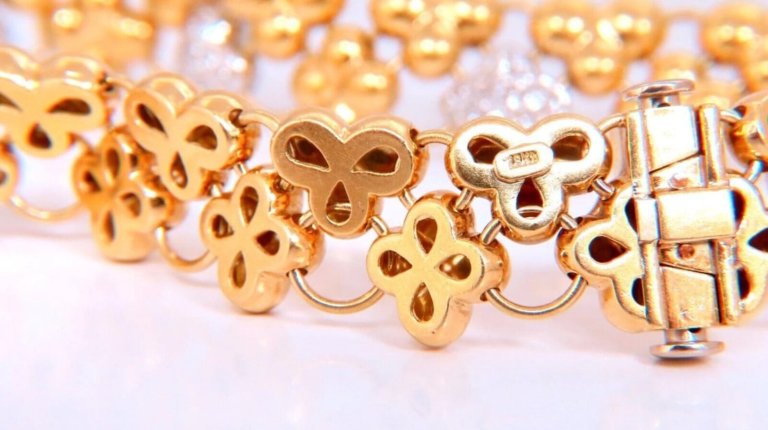 2ct Natural Diamonds Clover Link Necklace 18Kt Gold - 2