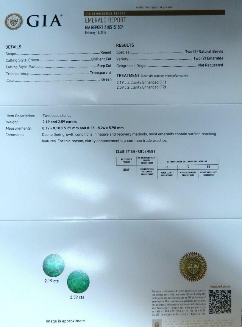 GIA Certified 4.78ct Natural Round Emerald Diamond Earrings 14kt 11031 - 5