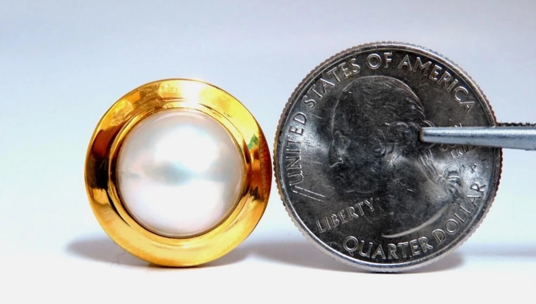 12mm Mabe Pearls Earrings 18kt Gold - 2