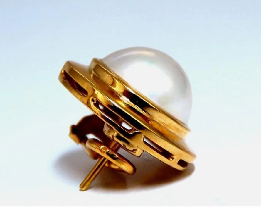 12mm Mabe Pearls Earrings 18kt Gold - 3