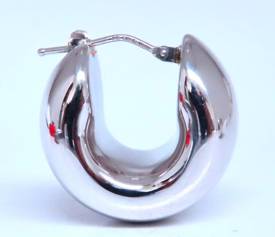 14kt High Shine Wide Hoop Huggie Lever Earrings 12577 - 2