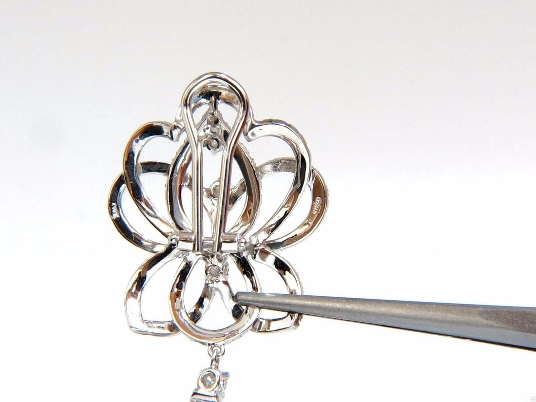 5.40ct natural diamonds cluster dangle drop earrings 18kt gilt deco - 7