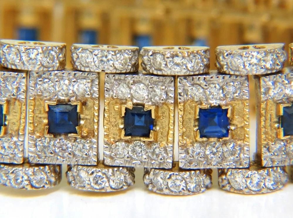 10.00 Carat Natural Sapphire Diamond Bracelet Edwardian Deco 14kt 44117 - 4