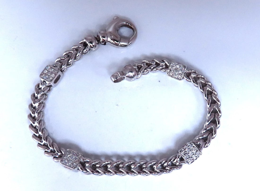 Natural Round Diamond Box Link Bracelet 14kt gold 12394 - 2