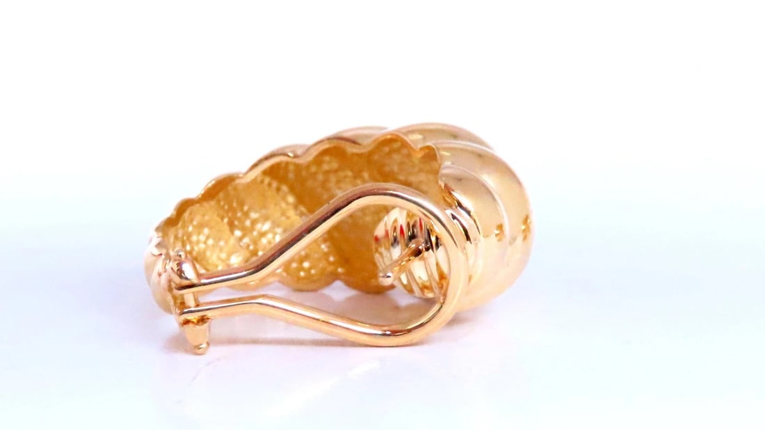 Shrimp Semi Hoop Omega Clip Earrings 18kt Gold 12578 - 2