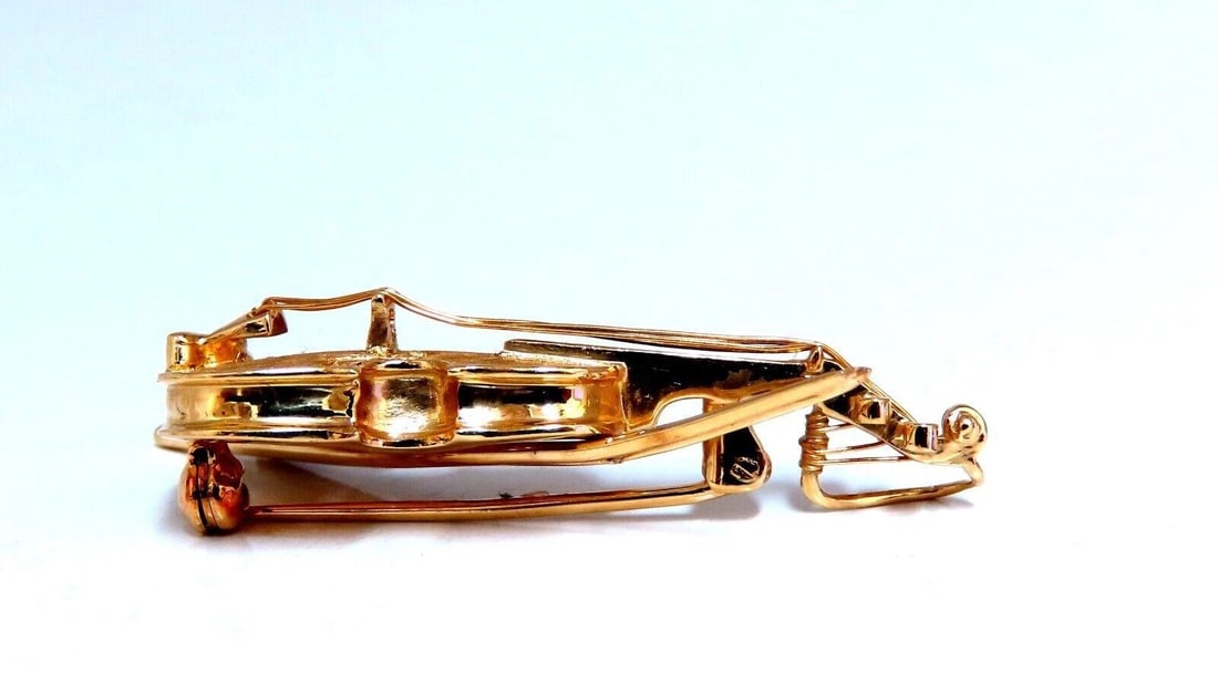 Violin Cello Viola Diamond Sapphire Pendant Pin 14kt Gold Handmade - 3