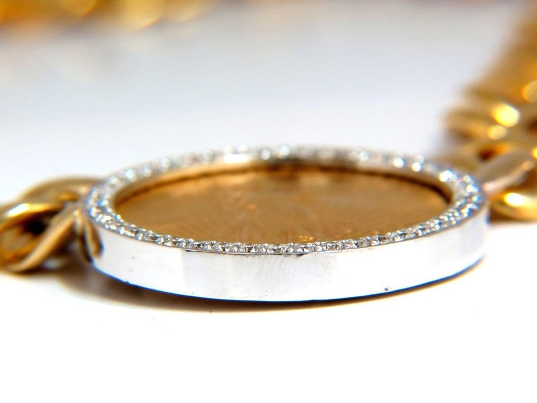 1908 LIBERTY FINE GOLD COIN 2.00CT DIAMONDS LINK NECKLACE 10286 - 6