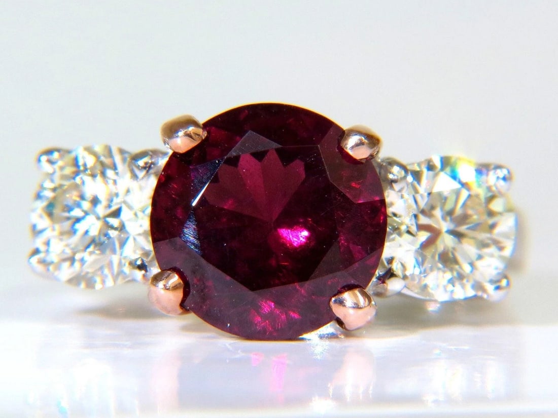 5.13ct Natural Tourmaline Diamonds Ring 14kt Classic Three 10021 - 6