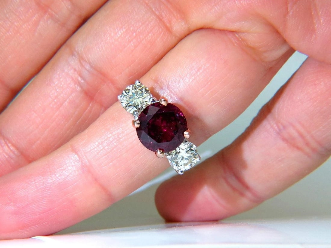 5.13ct Natural Tourmaline Diamonds Ring 14kt Classic Three 10021 - 8
