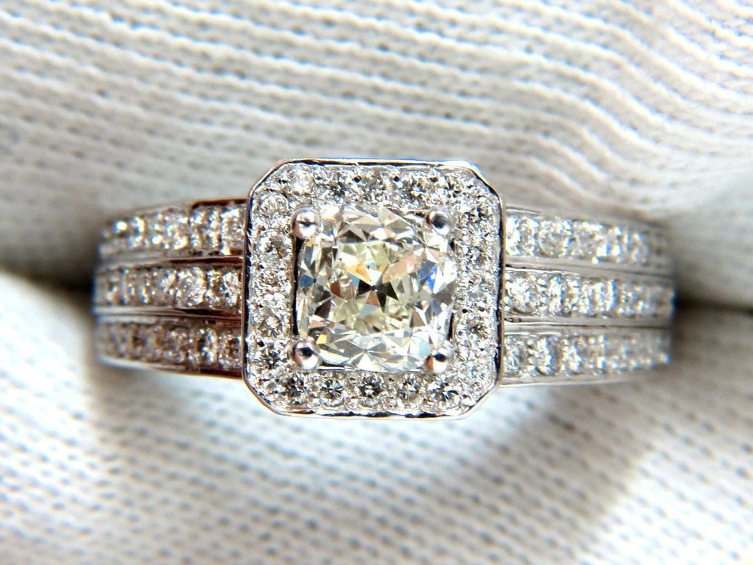 GIA Certified 1.20ct natural cushion cut diamonds ring 14kt 10024 - 2