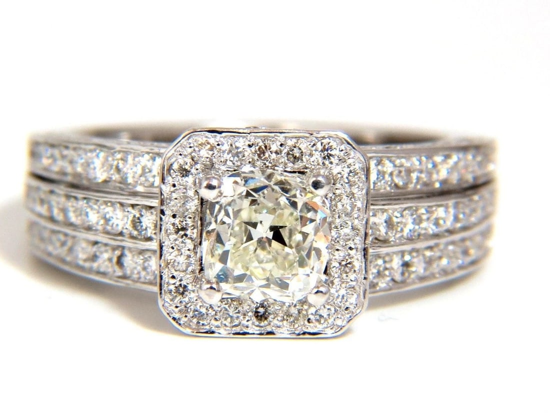 GIA Certified 1.20ct natural cushion cut diamonds ring 14kt 10024 - 3