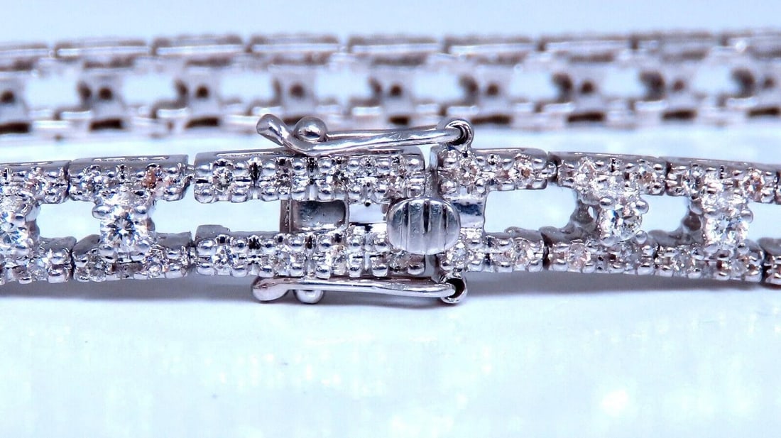 Tennis Bracelet 1.75ct Natural Round Diamonds 14kt Gold Three Row - 2