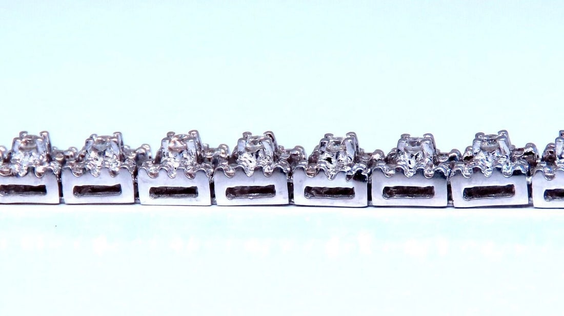 Tennis Bracelet 1.75ct Natural Round Diamonds 14kt Gold Three Row - 4