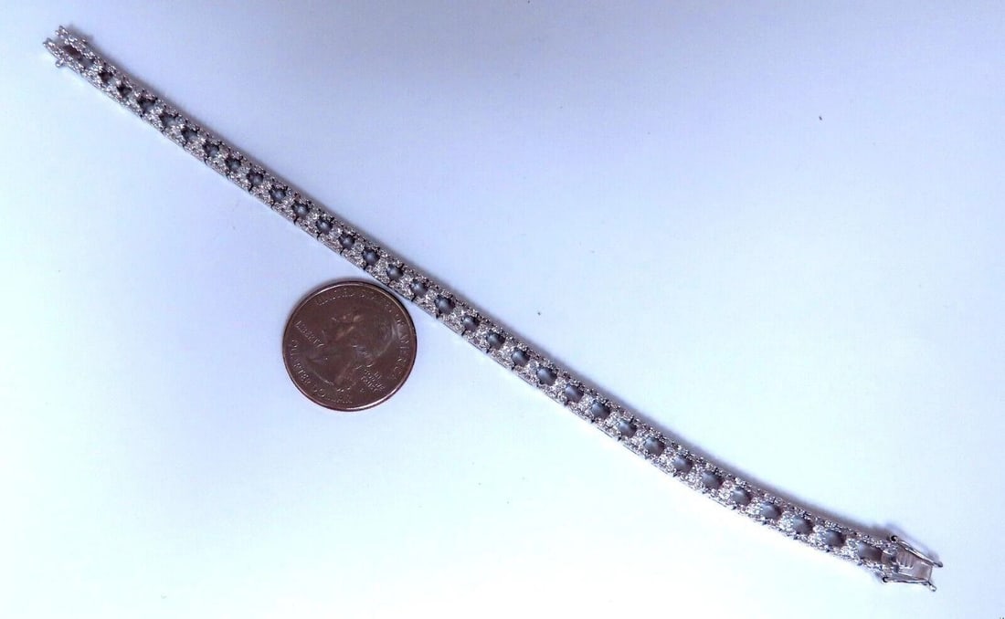 Tennis Bracelet 1.75ct Natural Round Diamonds 14kt Gold Three Row - 5